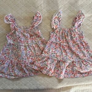 Twin matching Floral Ruffle Dresses